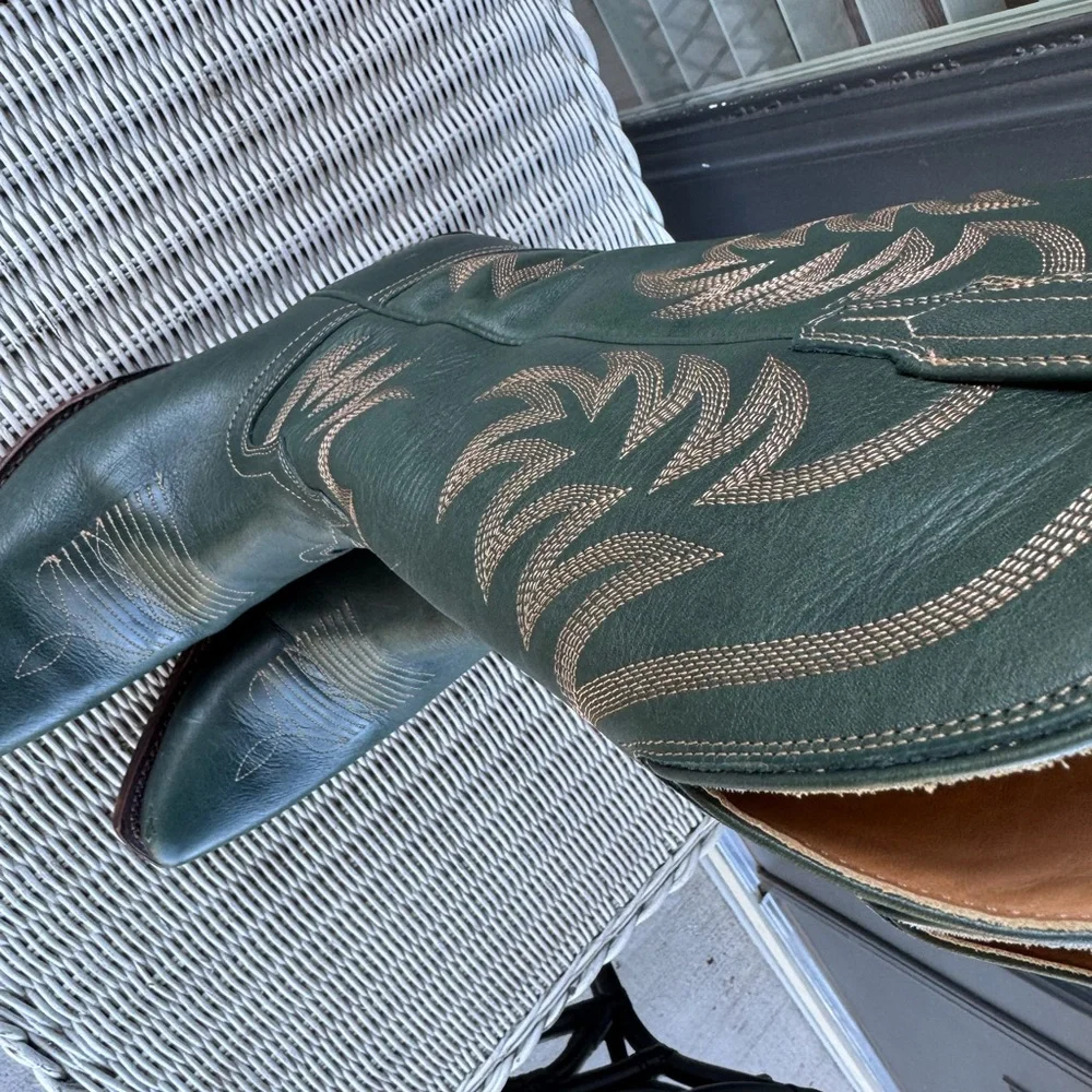 Tecovas Green Leather Boots, size 9, EUC - Picture 3 of 8